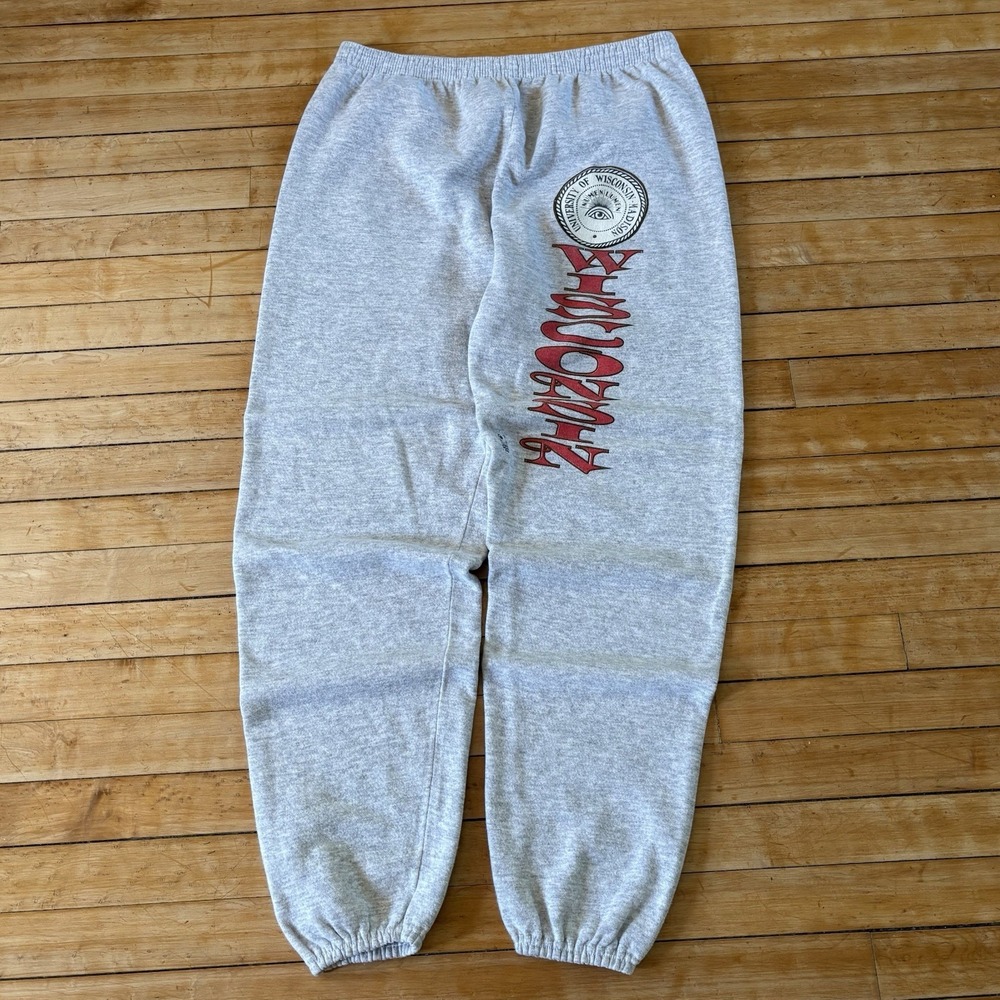 VTG 90s Wisconsin Badgers Spellout Sweatpants 1992 Size XL (32x31) Made in USA
